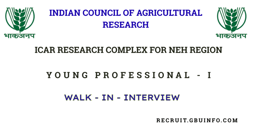 ICAR NEH Region Recruitment 2025