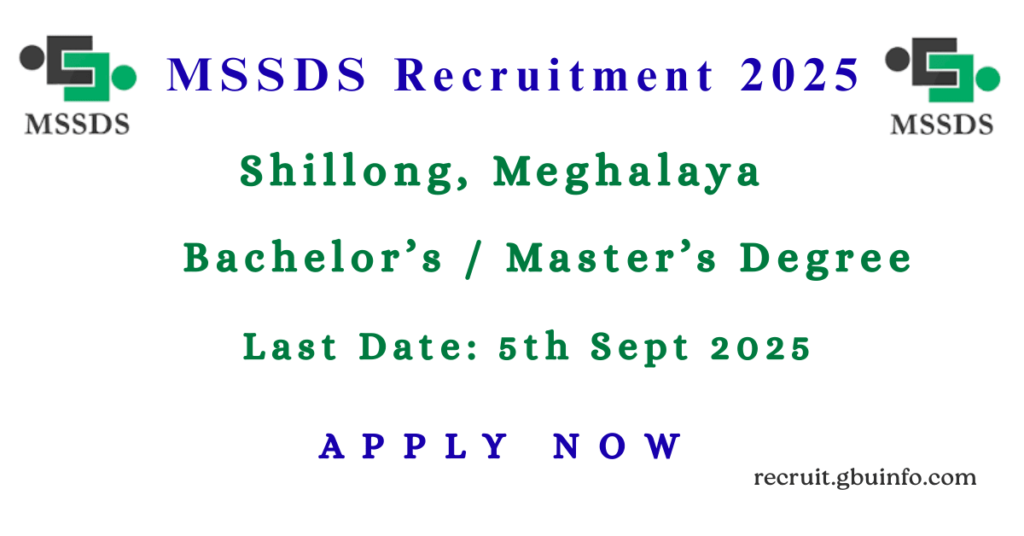 Meghalaya MSSDS Recruitment 2025