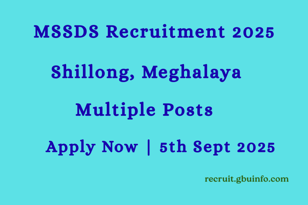 Meghalaya MSSDS Recruitment 2025