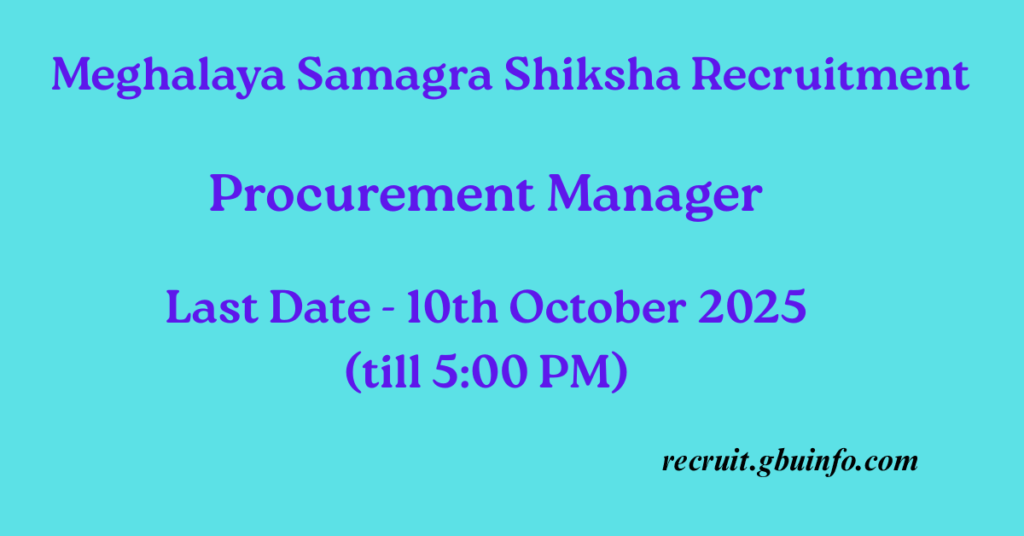 Meghalaya Samagra Shiksha Recruitment 2025
