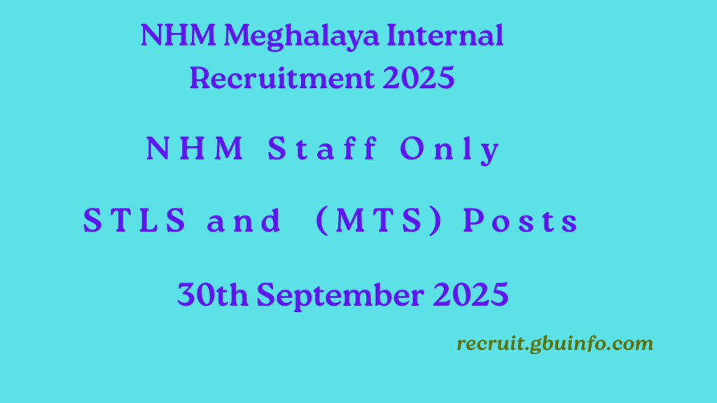 NHM Meghalaya Internal Recruitment 2025