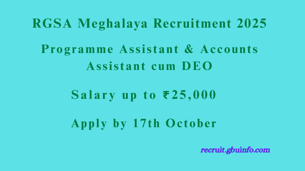 RGSA Meghalaya Recruitment 2025