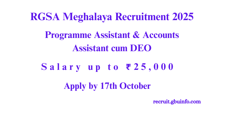 RGSA Meghalaya Recruitment 2025