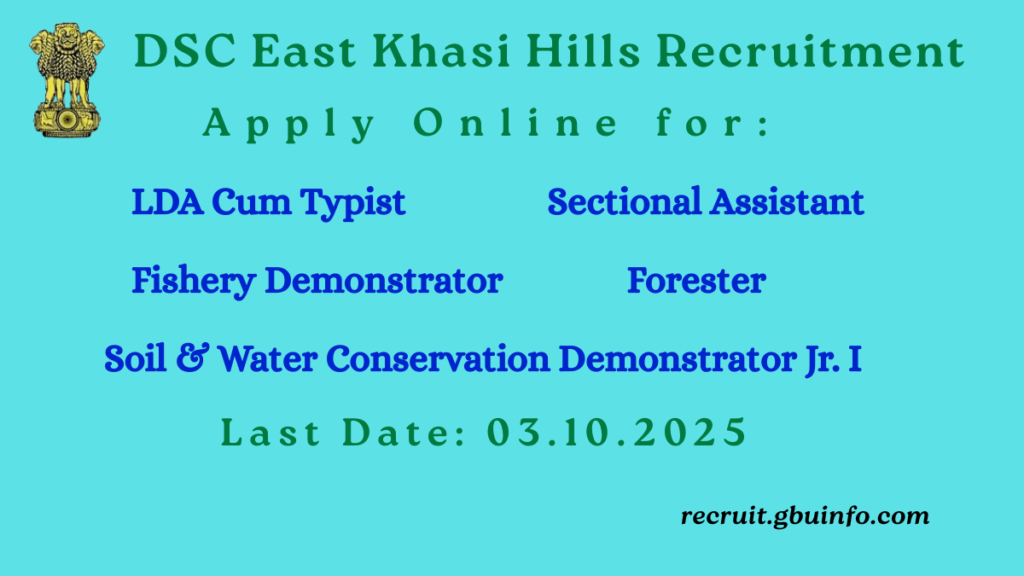 DSC East Khasi Hills Recruitment 2025