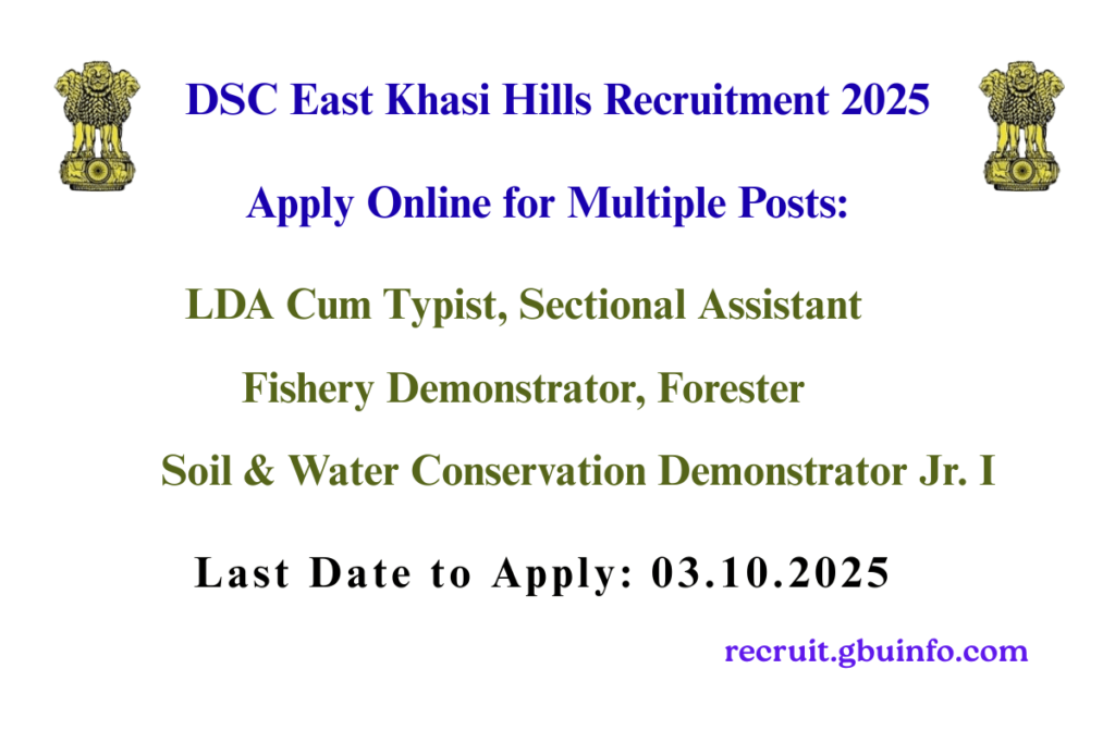 DSC East Khasi Hills Recruitment 2025
