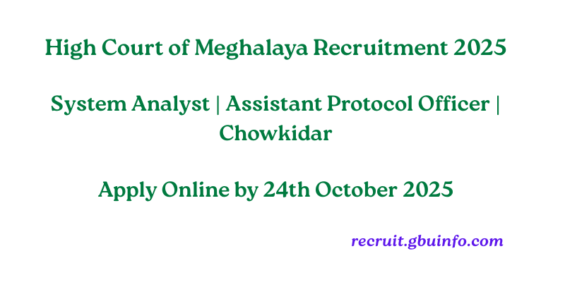 High Court of Meghalaya Recruitment 2025
