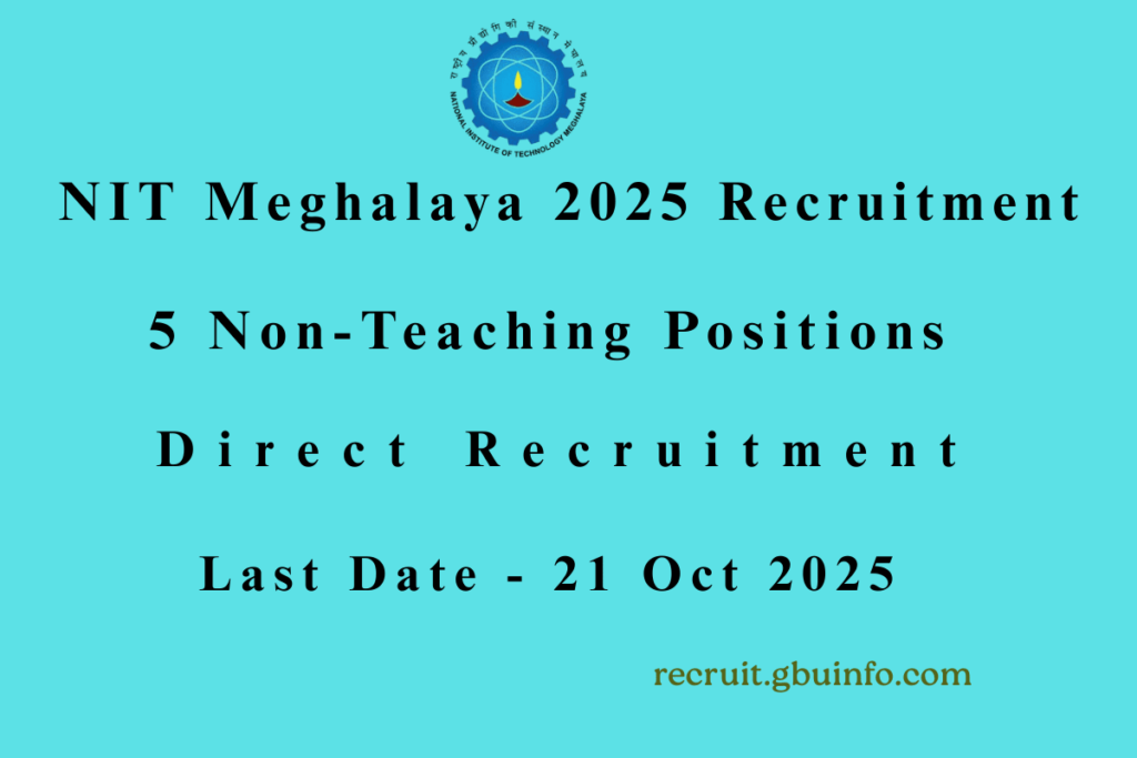 NIT Meghalaya 2025 Recruitment