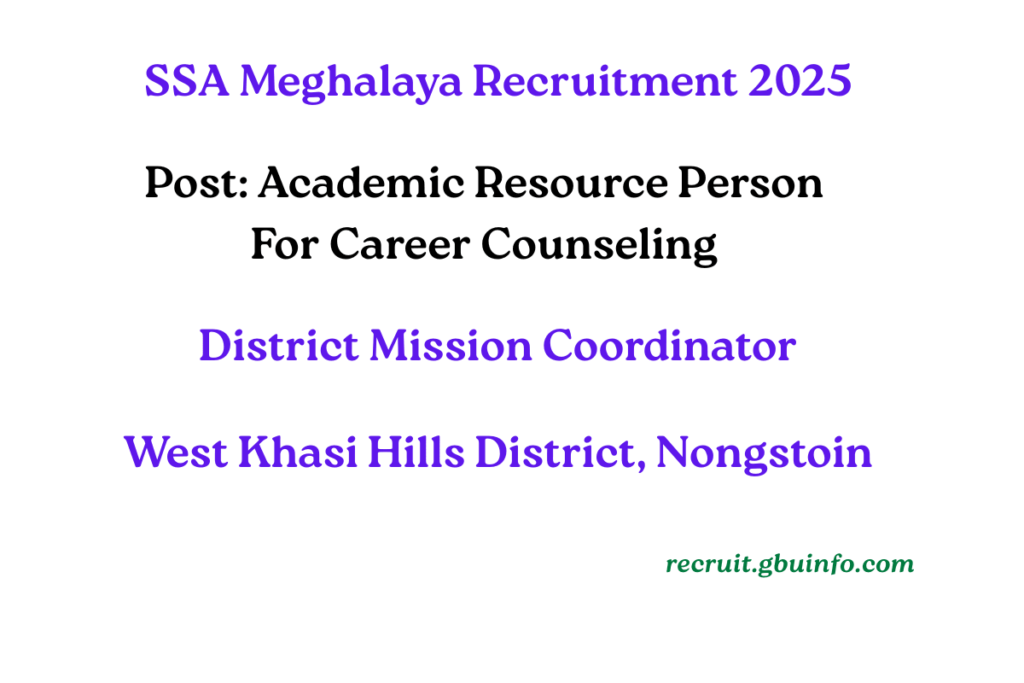 SSA Meghalaya Recruitment 2025