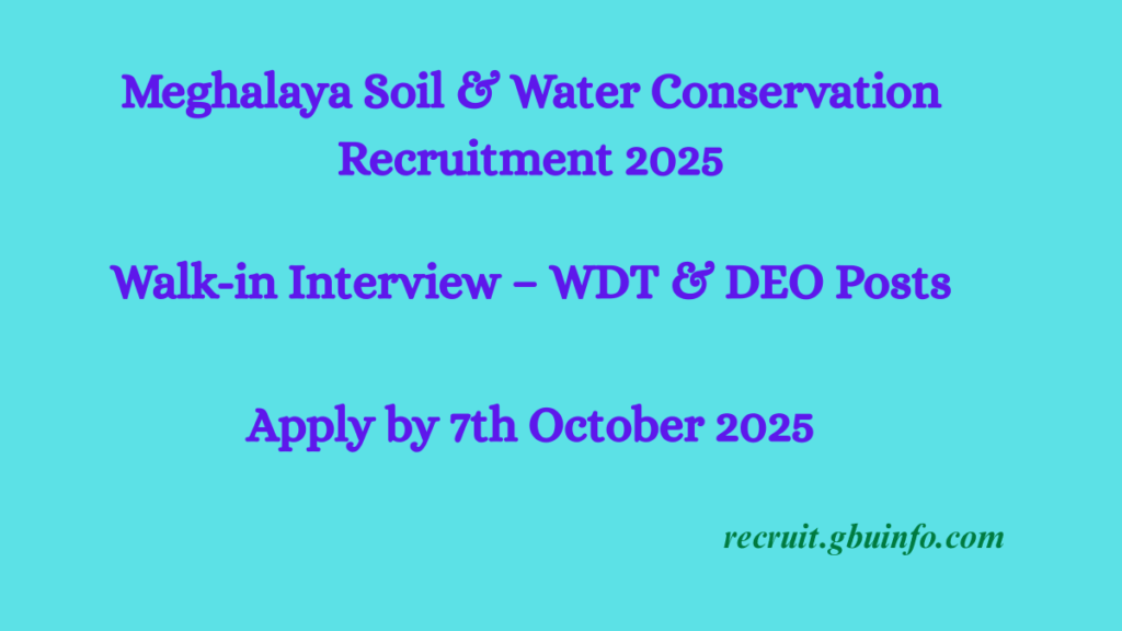 Meghalaya Soil and Water Conservation Recruitment 2025