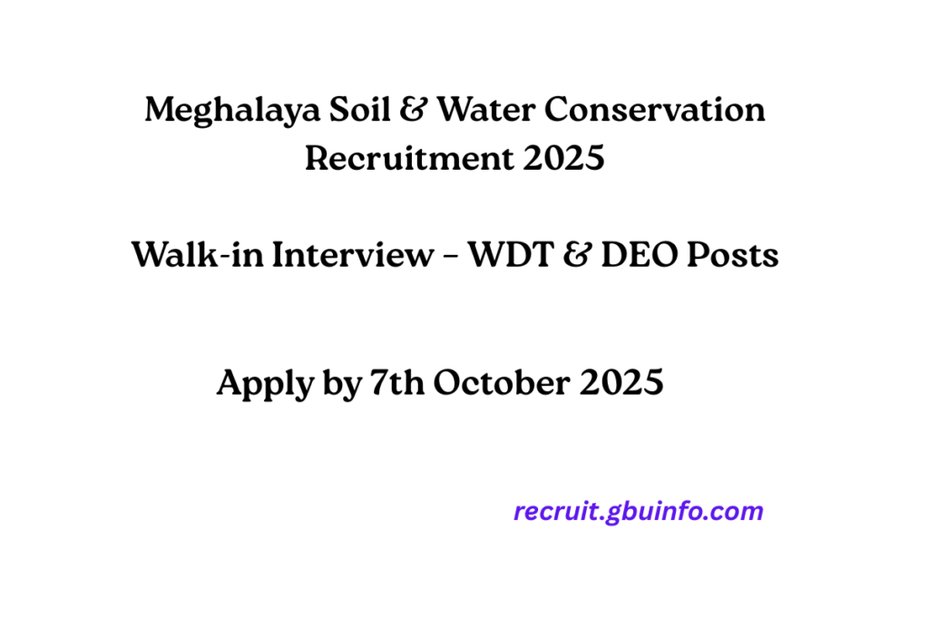 Meghalaya Soil and Water Conservation Recruitment 2025