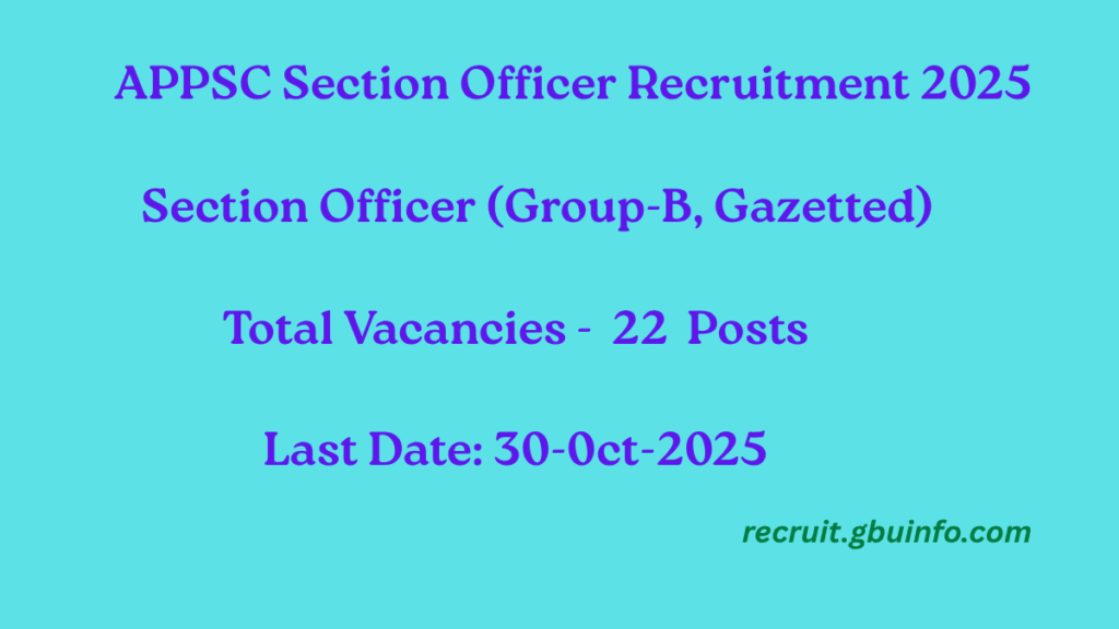 APPSC Section Officer Recruitment 2025