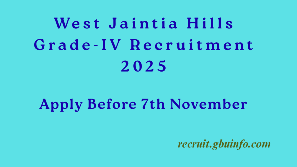 District Selection Committee West Jaintia Hills Grade IV Recruitment 2025 – Apply Online till 7 November 2025