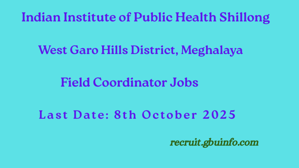 IIPH Shillong Field Coordinator Jobs 2025