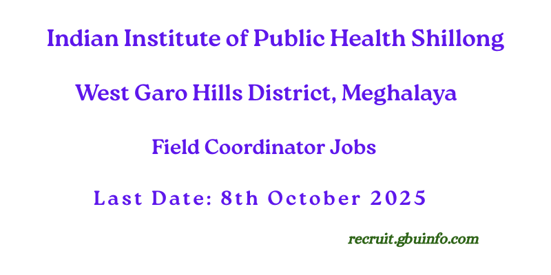 IIPH Shillong Field Coordinator Jobs 2025