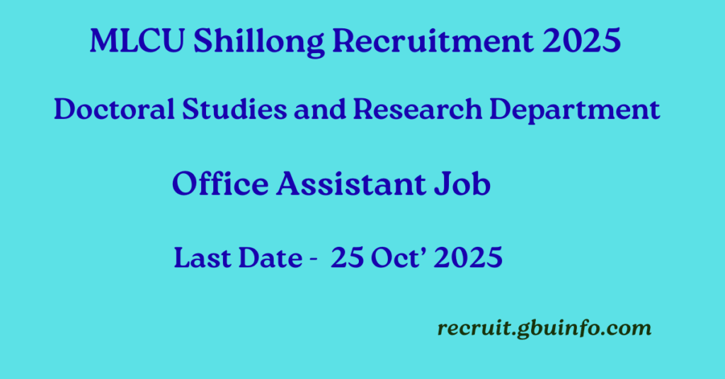 MLCU Shillong Recruitment 2025