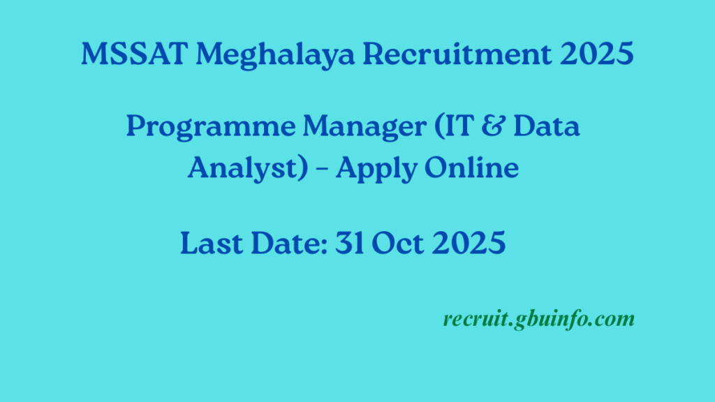 MSSAT Meghalaya Recruitment 2025