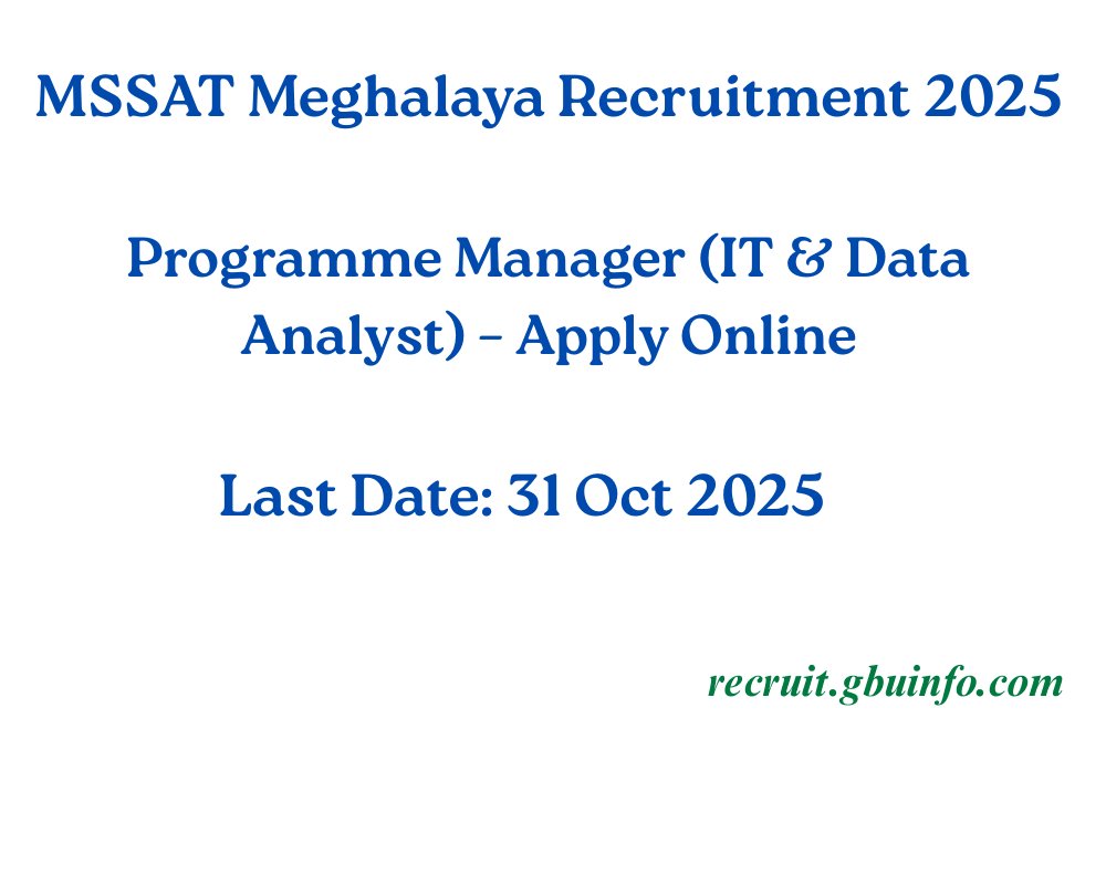 MSSAT Meghalaya Recruitment 2025