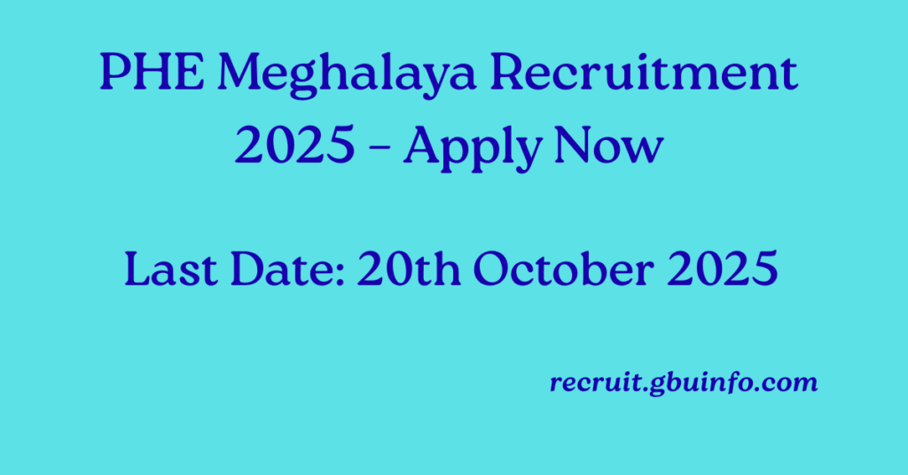PHE Meghalaya Recruitment 2025