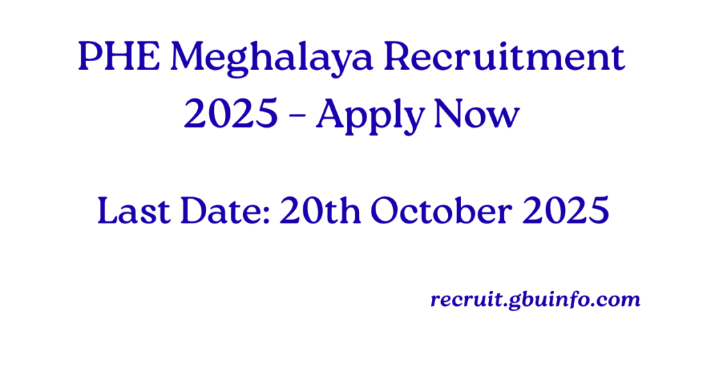 PHE Meghalaya Recruitment 2025
