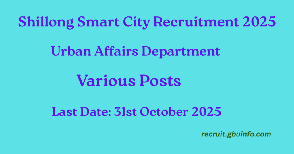 Shillong Smart City Recruitment 2025