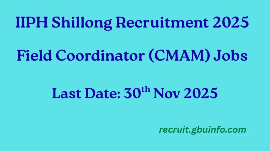 IIPH Shillong Recruitment 2025 – Field Coordinator (CMAM) Jobs in West Garo Hills