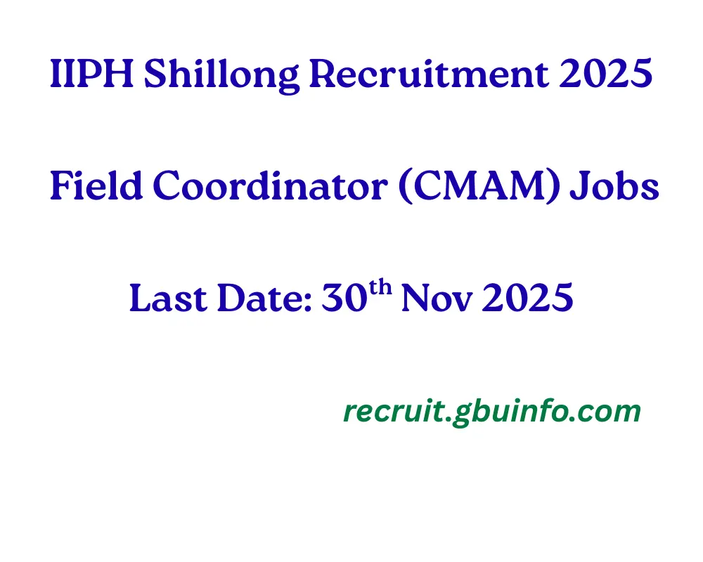 IIPH Shillong Recruitment 2025 – Field Coordinator (CMAM) Jobs in West Garo Hills
