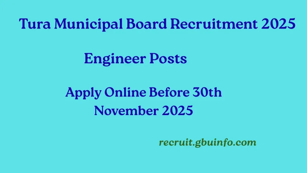 Tura Municipal Board Recruitment 2025 notification apply online in West Garo Hills Meghalaya
