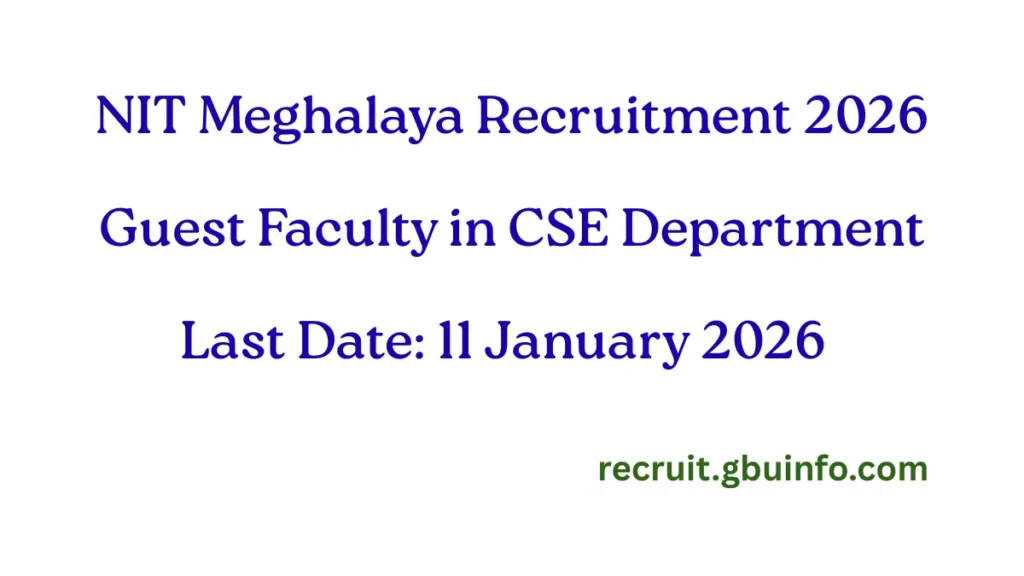 NIT Meghalaya Sohra Recruitment 2026 Guest Faculty Notification