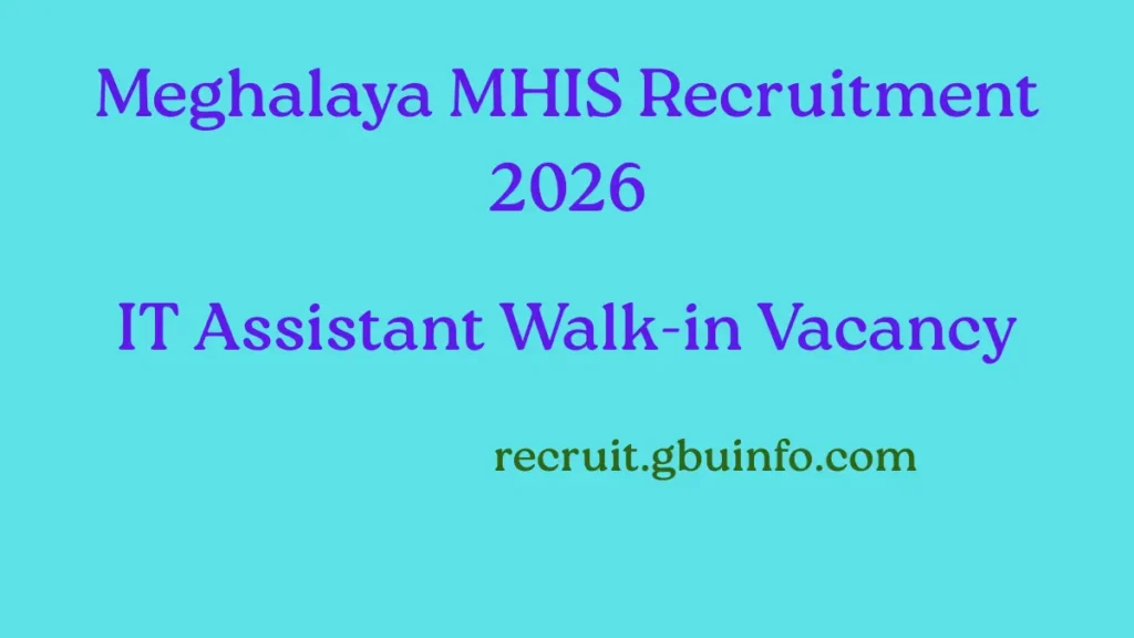 Meghalaya MHIS Recruitment 2026 IT Assistant walk-in vacancy notification