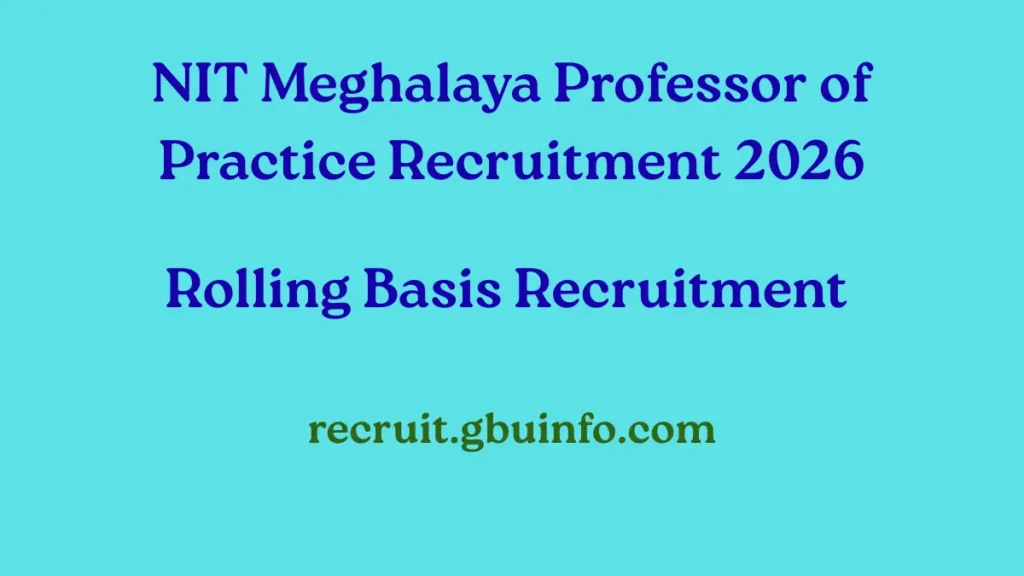 NIT Meghalaya Professor of Practice Recruitment 2026 rolling advertisement