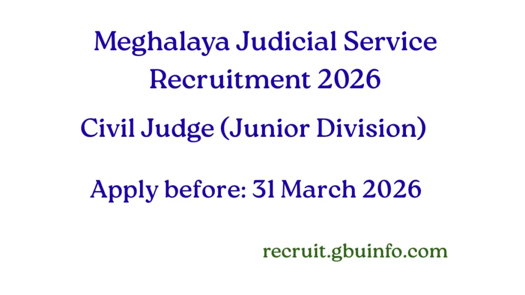 Meghalaya Judicial Service Recruitment 2026