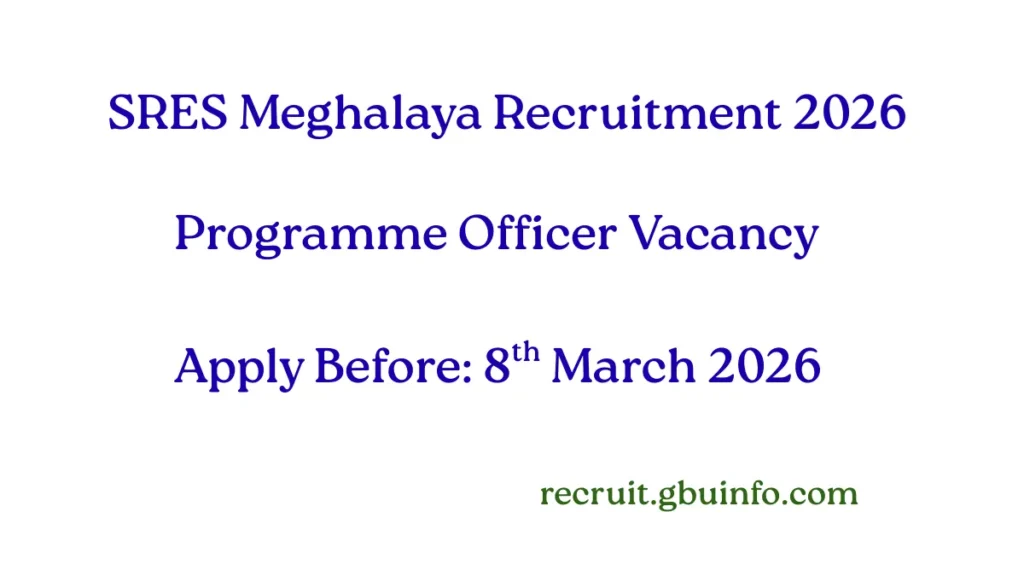 SRES Meghalaya Recruitment 2026 notification for Programme Officer i/c IEC post
