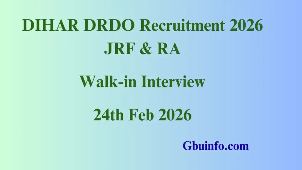 DIHAR DRDO Recruitment 2026 walk-in interview for JRF and RA posts