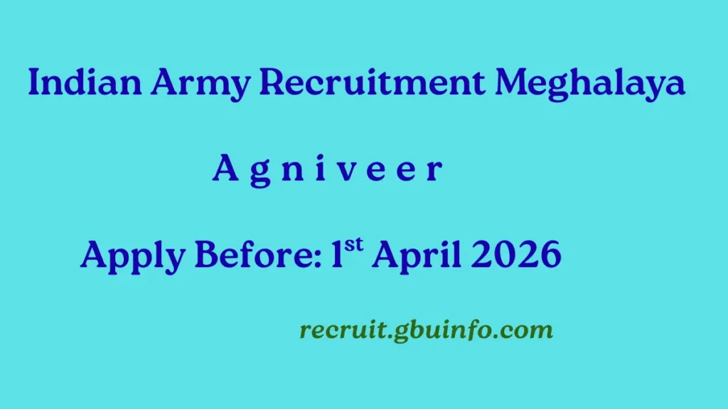 Indian Army Agniveer Recruitment 2027 Meghalaya notification for Agnipath Scheme online application 2026