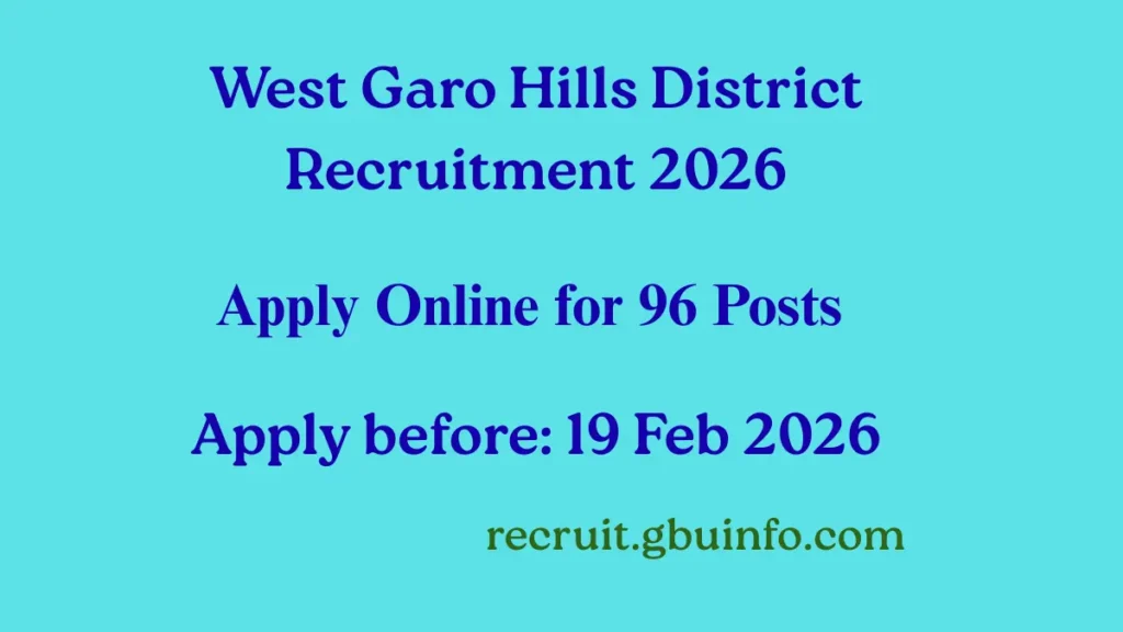 West Garo Hills District Recruitment 2026