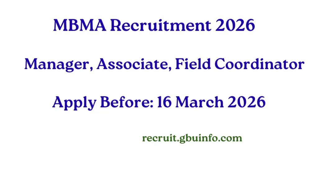 MBMA Recruitment 2026 Manager Assistant Manager Field Coordinator Vacancy Meghalaya
