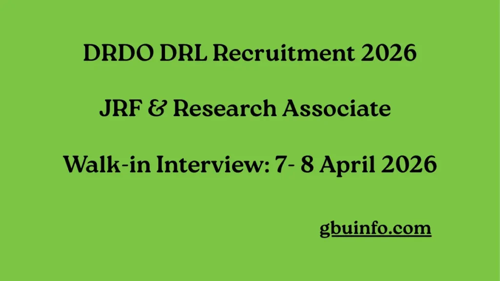 DRDO DRL Tezpur Recruitment 2026 walk-in interview for Junior Research Fellow and Research Associate posts