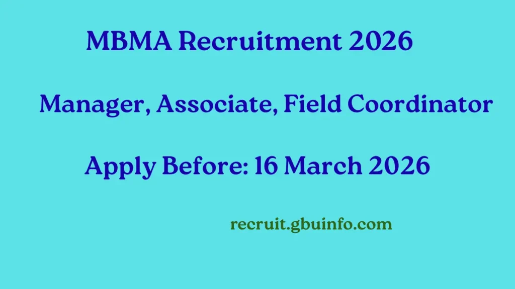 MBMA Recruitment 2026 Manager Assistant Manager Field Coordinator Vacancy Meghalaya