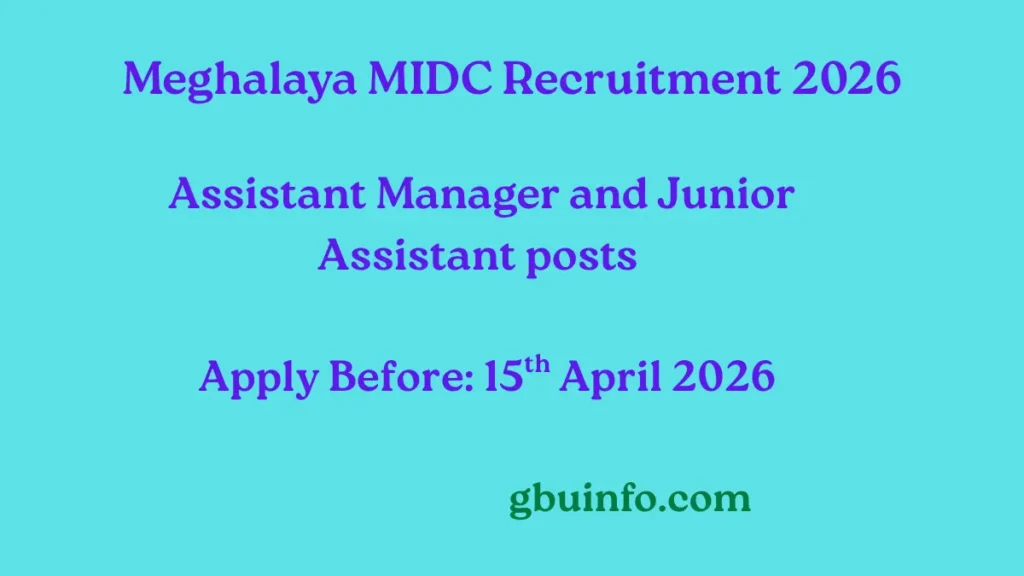 Meghalaya MIDC Recruitment 2026