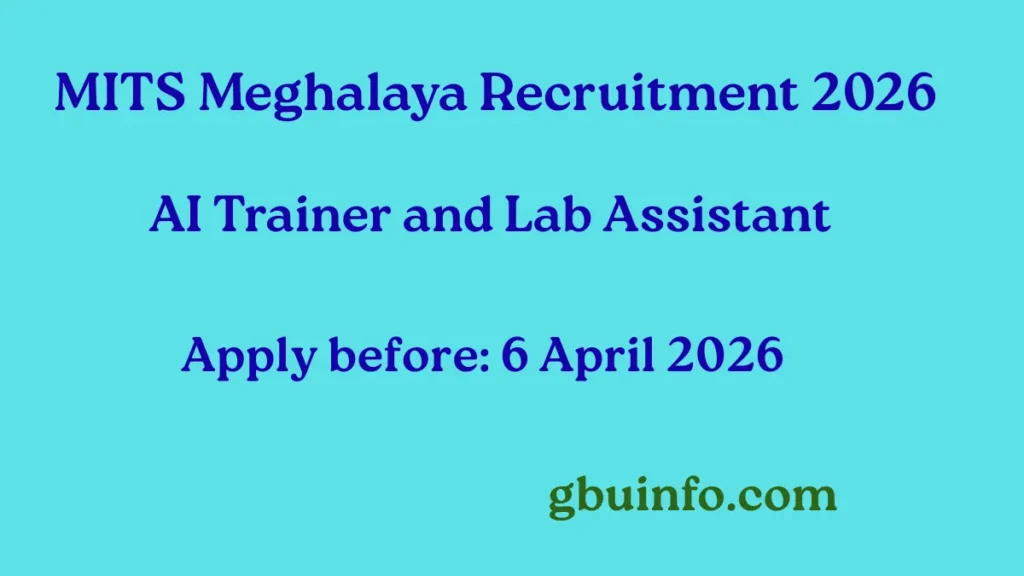 MITS Meghalaya Recruitment 2026 – AI Trainer and Lab Assistant Government Jobs in Shillong