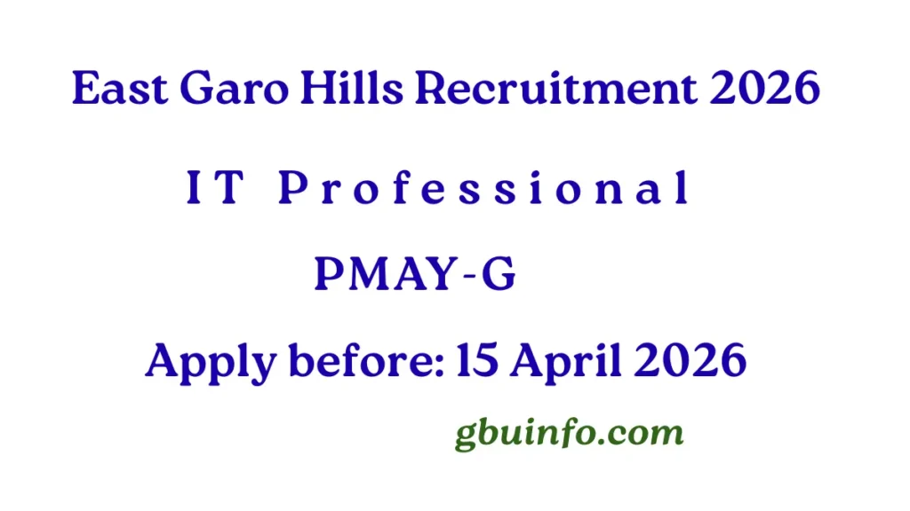 East Garo Hills IT Professional Recruitment 2026 apply before 15 April 2026