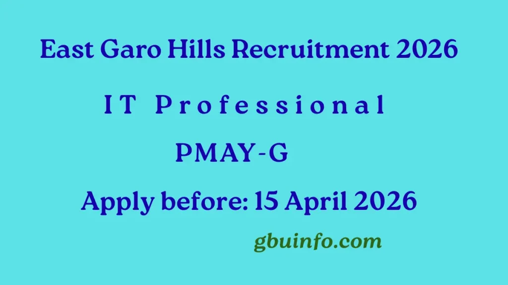 East Garo Hills IT Professional Recruitment 2026 apply before 15 April 2026