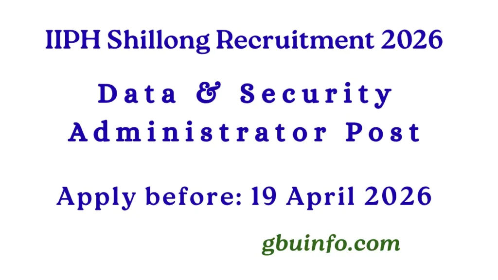 IIPH Shillong Recruitment 2026 Data Security Administrator Vacancy Apply Before 19 April 2026