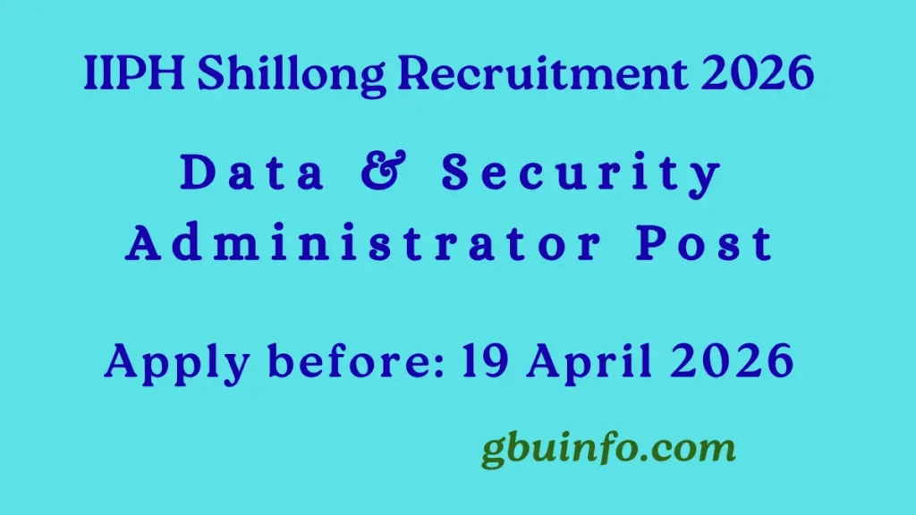 IIPH Shillong Recruitment 2026 Data Security Administrator Vacancy Apply Before 19 April 2026
