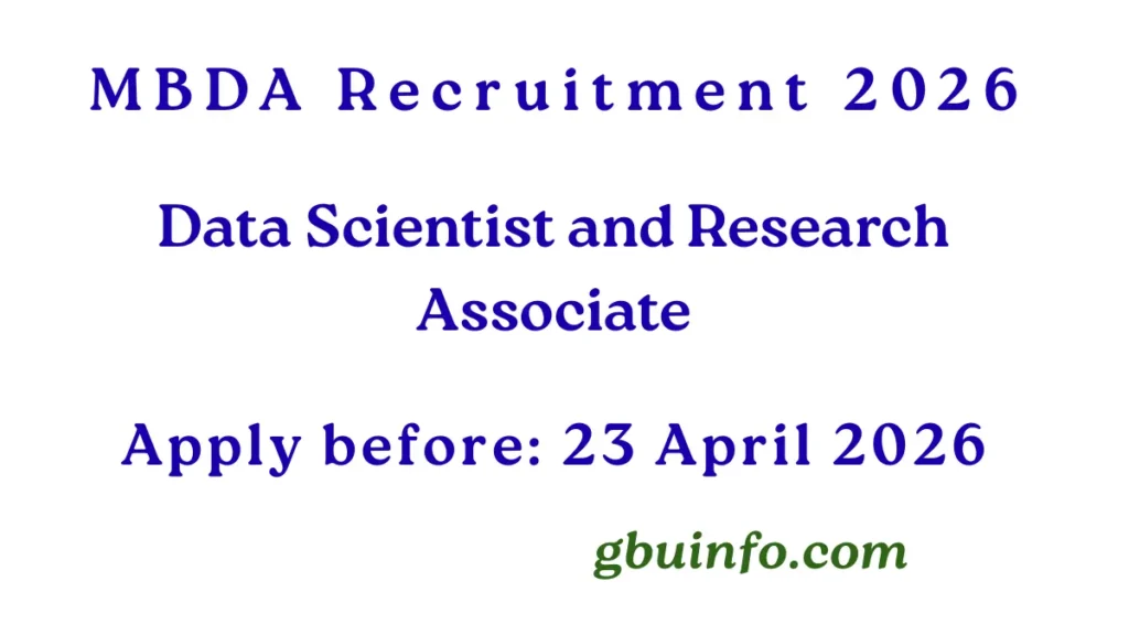 MBDA Recruitment 2026 Data Scientist and Research Associate Jobs in Shillong