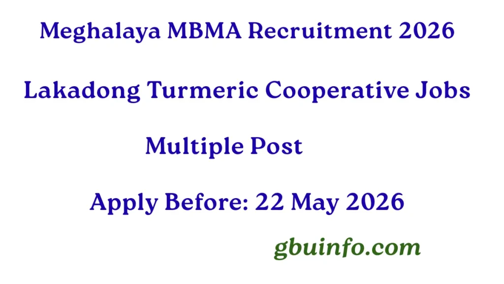 Meghalaya MBMA Recruitment 2026 Apply Online Job Vacancy Lakadong Turmeric Cooperative