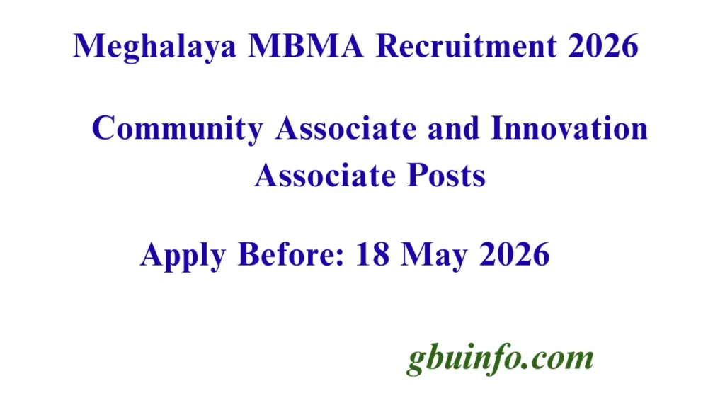Meghalaya MBMA Recruitment 2026
