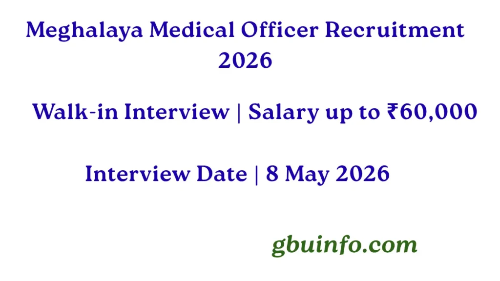 Meghalaya Medical & Health Officer Recruitment 2026 Walk-in Interview