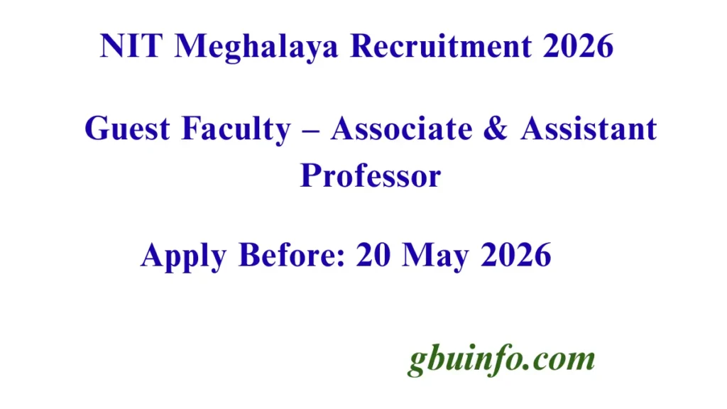 NIT Meghalaya Guest Faculty Recruitment 2026 Apply for Associate and Assistant Professor Posts