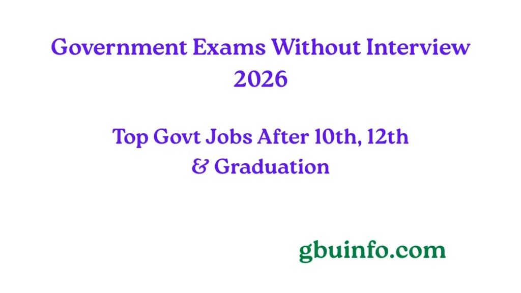 Government Exams Without Interview 2026 for SSC, Railway, Banking and India Post jobs